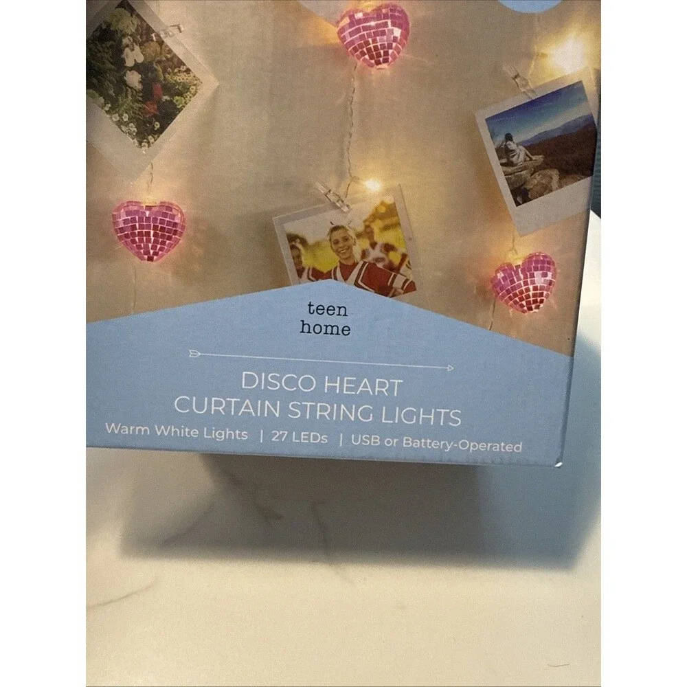 Disco Heart Curtain String Lights By Teen Home 6 Strands Warm White Led Lights